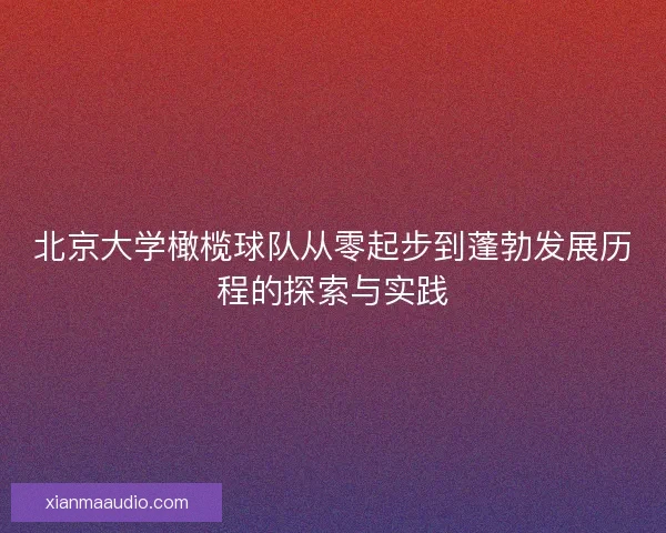 北京大学橄榄球队从零起步到蓬勃发展历程的探索与实践